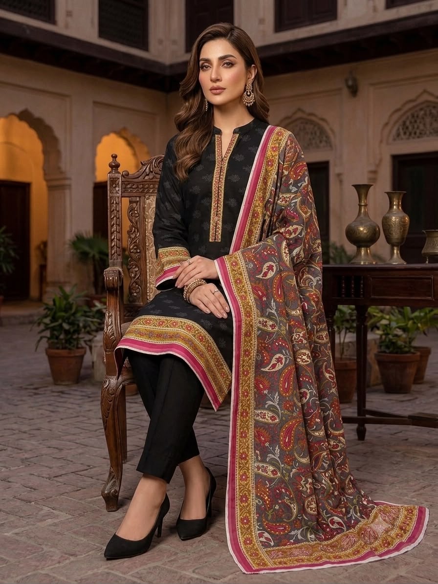 Women's Printed Lawn 3 Piece Suit - Summer Collection