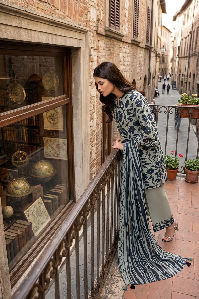 Women's Printed Lawn 3 Piece Suit